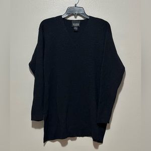 EILEEN FISHER Sweater 100% Wool Size S V Neck Tunic Long Pullover Charcoal Gray
